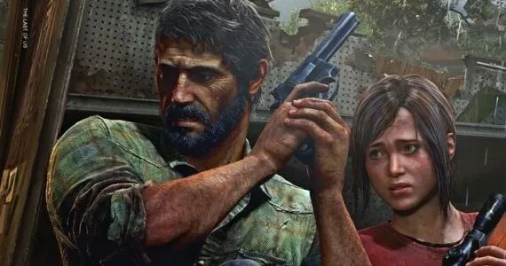 Ảnh bìa game The Last of Us cho PlayStation, thể hiện các nhân vật chính Joel và Ellie