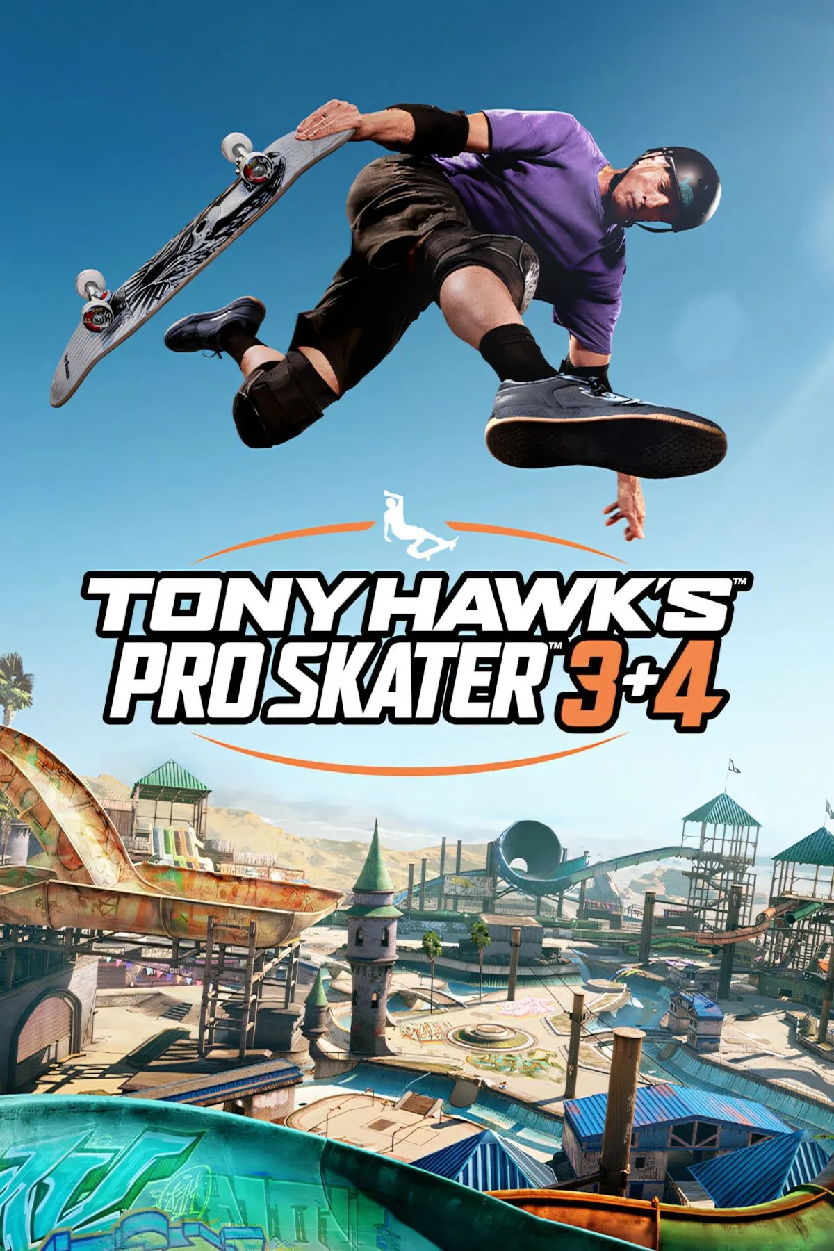 Ảnh bìa Tony Hawk's Pro Skater 3 + 4, tái hiện phong cách trượt ván đường phố.