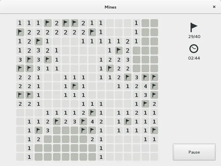 Ảnh chụp màn hình chính thức của Gnome Mines trên môi trường Linux