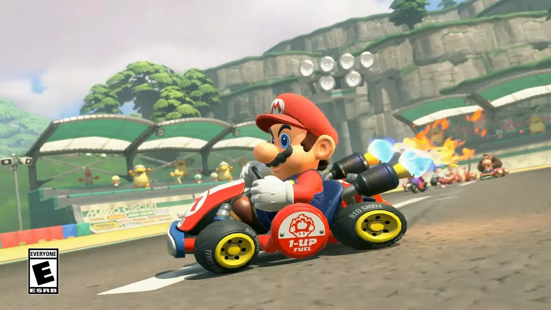 Ảnh chụp màn hình game Mario Kart World trên Nintendo Switch 2, Mario đang đua xe