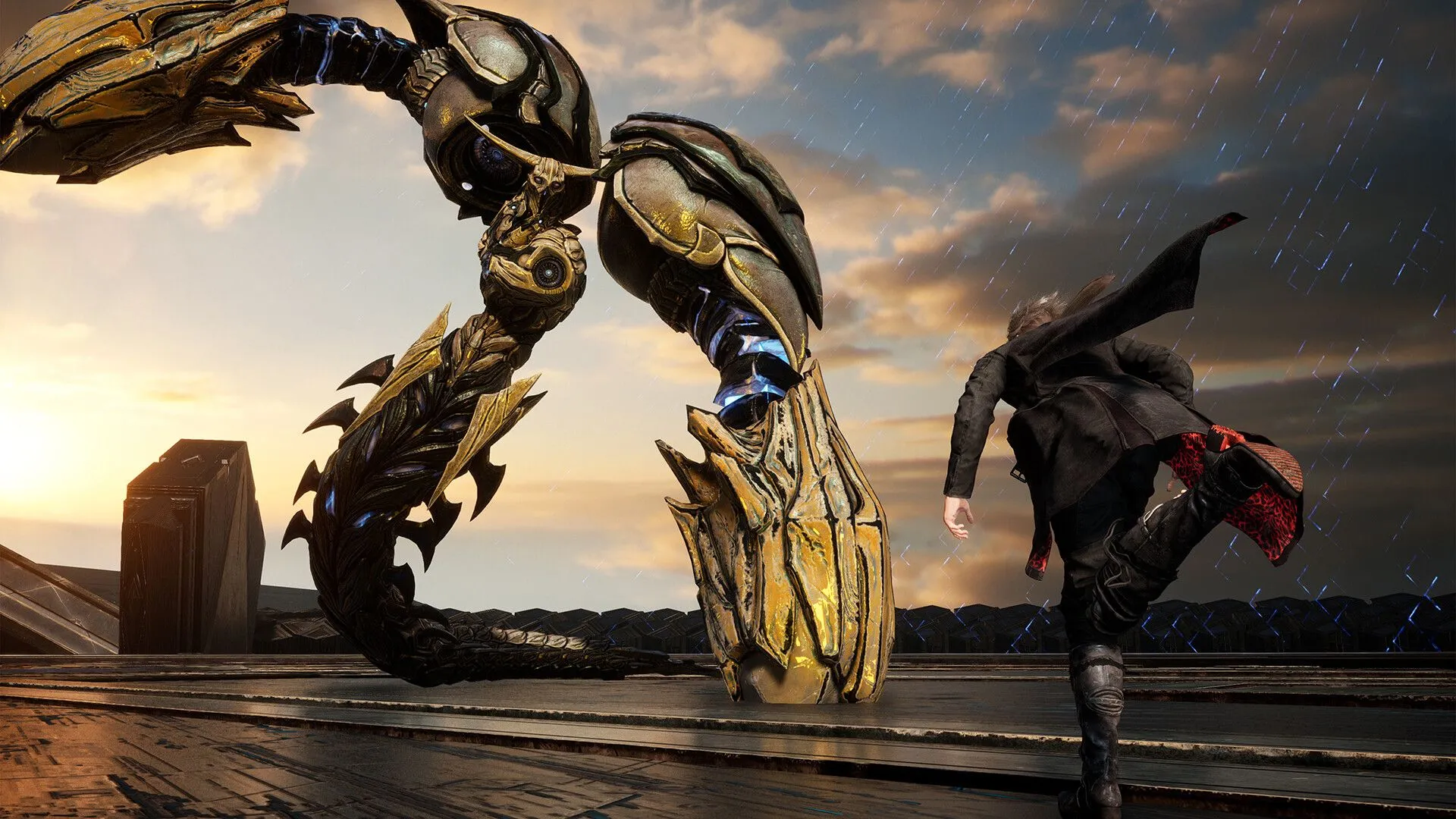 Ảnh chụp màn hình gameplay Lost Soul Aside, thể hiện kỹ năng chiến đấu của Kaser trong môi trường rộng lớn.