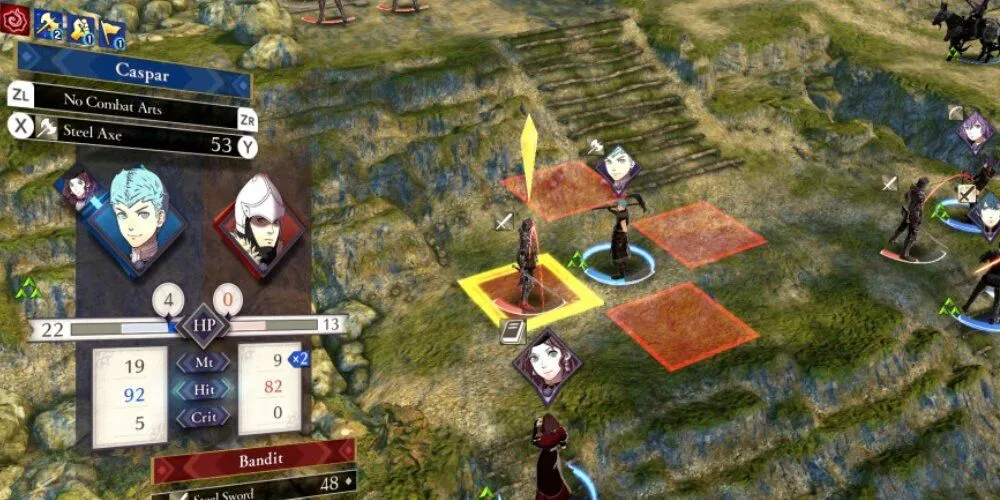 Ảnh chụp màn hình gameplay từ Fire Emblem: Three Houses, minh họa cảnh giao chiến hoặc quản lý quân đội.