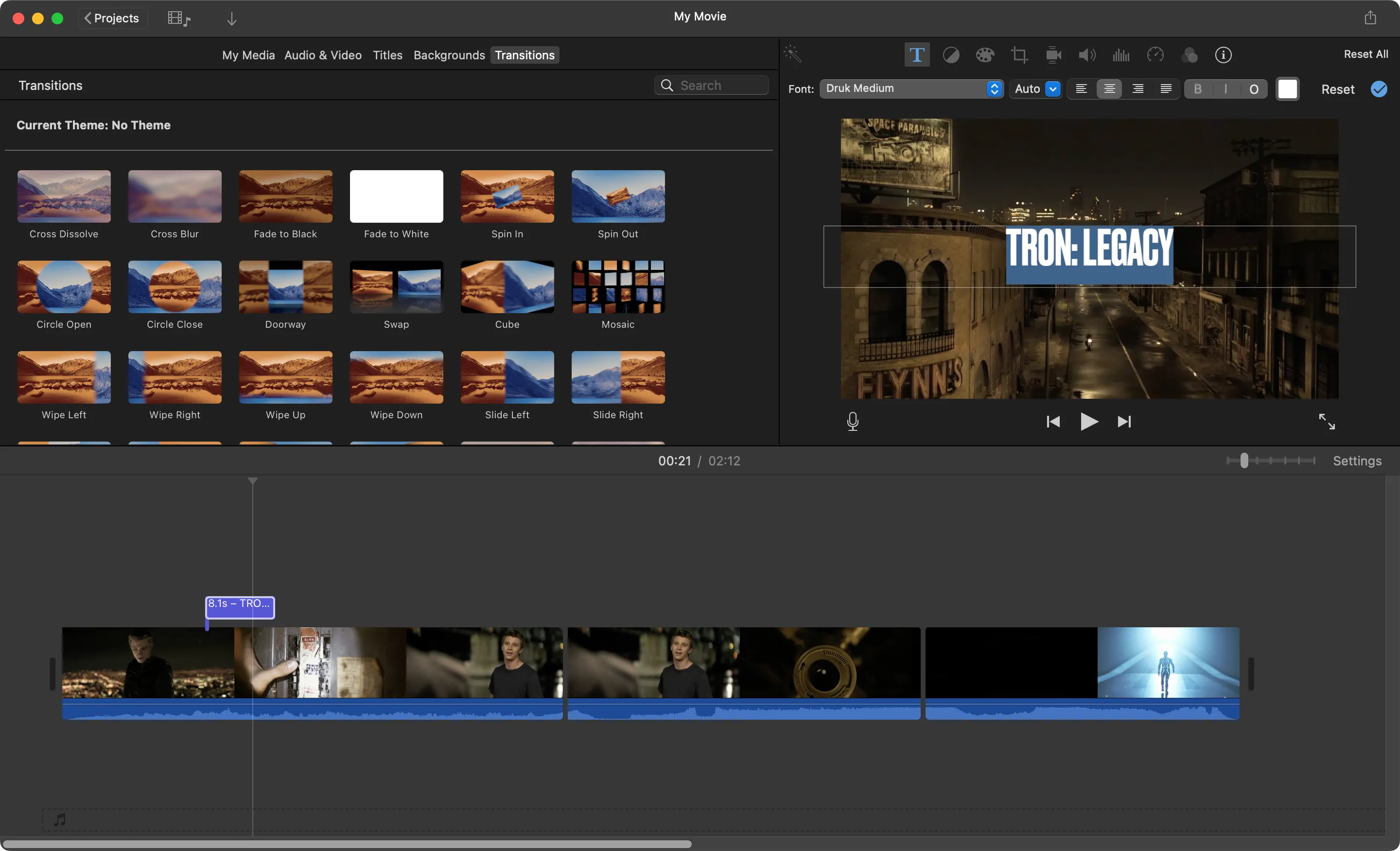 Ảnh chụp màn hình giao diện iMovie đang chỉnh sửa một dự án video