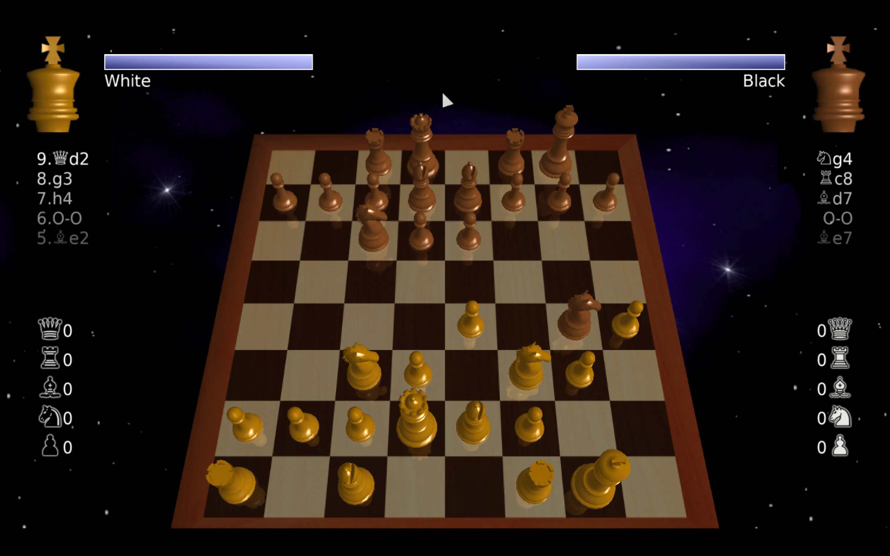 Ảnh chụp màn hình một ván cờ đang diễn ra trong DreamChess