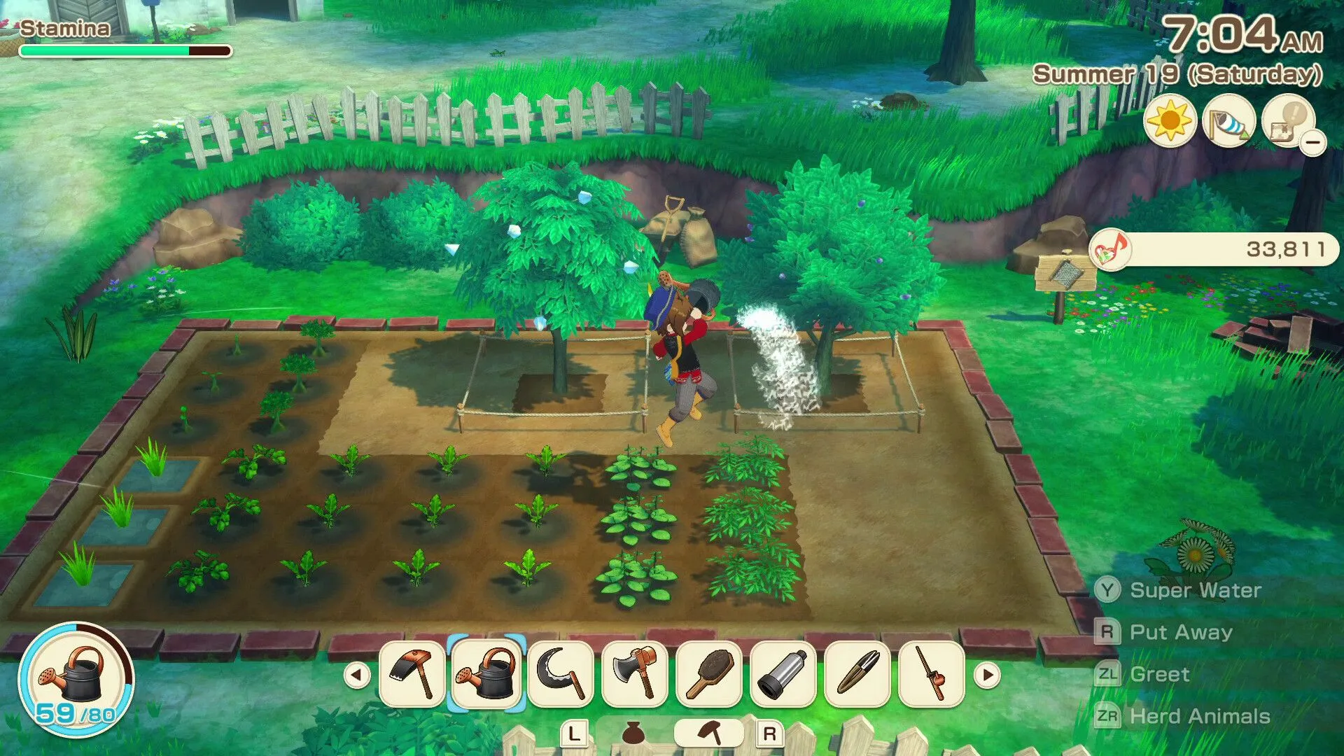 Ảnh minh họa hoạt động chăn nuôi trong Story of Seasons: Grand Bazaar, với các loài động vật dễ thương.