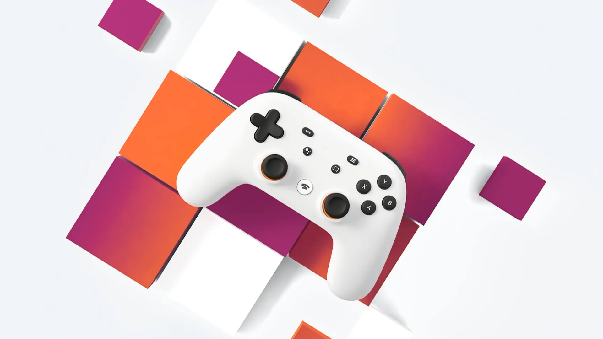 Ảnh nền Google Stadia với các hộp đỏ tượng trưng cho dịch vụ game đám mây đã ngừng hoạt động