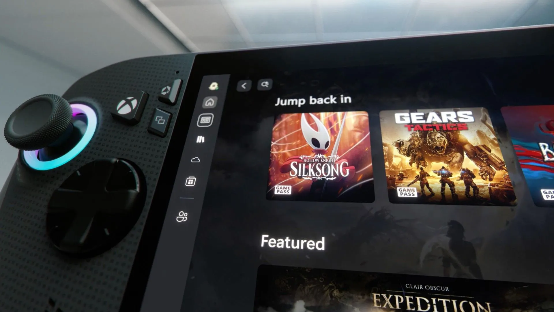 Bảng điều khiển ứng dụng Xbox trên Xbox ROG Ally X