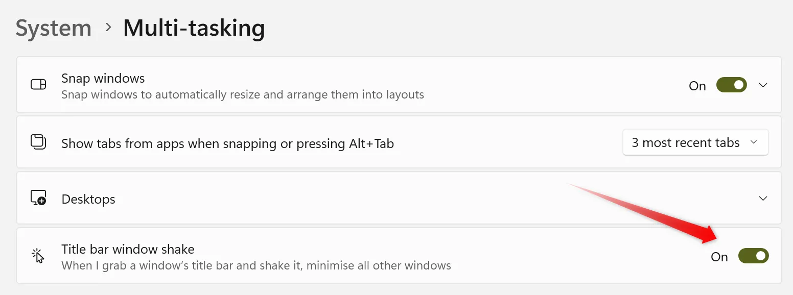 Bật tính năng Title Bar Window Shake trên Windows