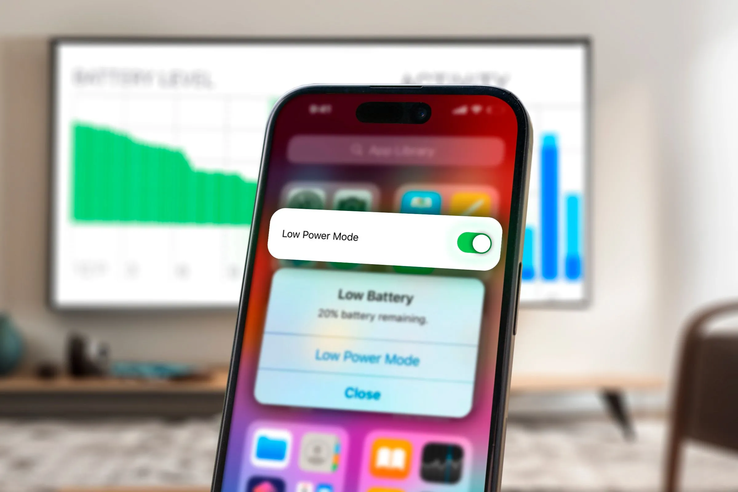 Biểu tượng cảnh báo pin yếu trên iPhone, minh họa thời lượng sử dụng