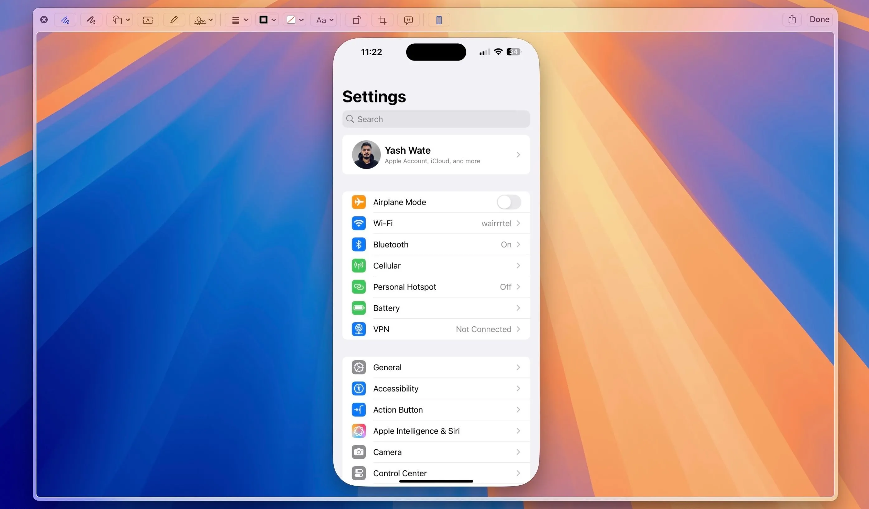 Biểu tượng iPhone xuất hiện khi xem trước tệp trên Mac, cho phép chú thích bằng Continuity Markup.