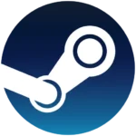 Biểu tượng logo Steam trên nền đen, thể hiện thương hiệu nền tảng chơi game hàng đầu của Valve.