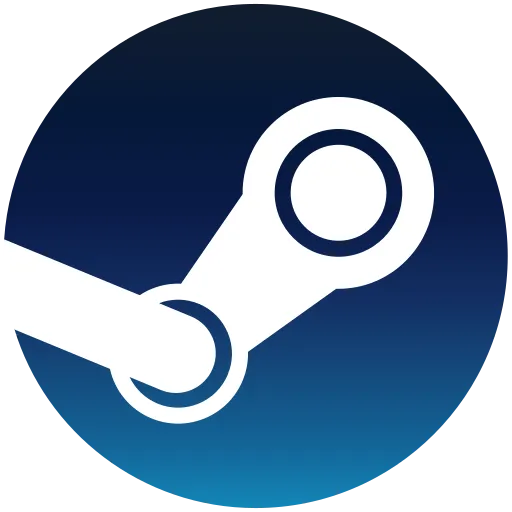 Biểu tượng logo Steam trên nền đen, thể hiện thương hiệu nền tảng chơi game hàng đầu của Valve.