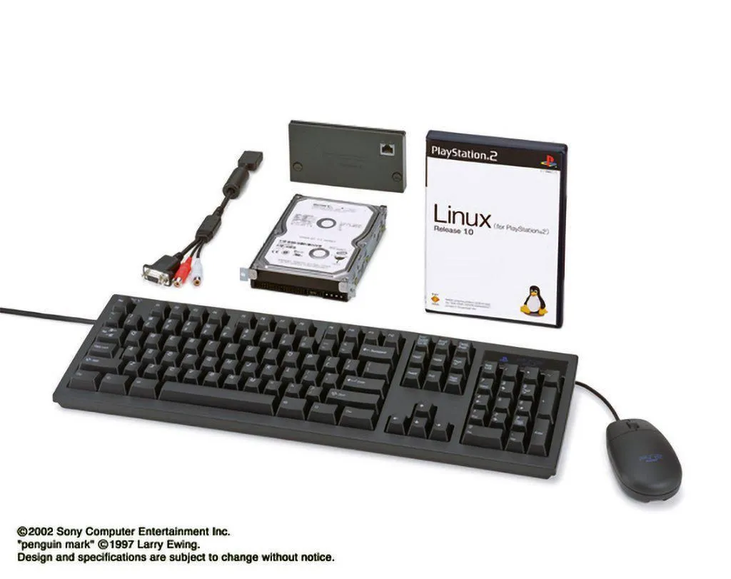 Bộ kit Linux chính thức của PlayStation 2 bao gồm các phụ kiện cần thiết
