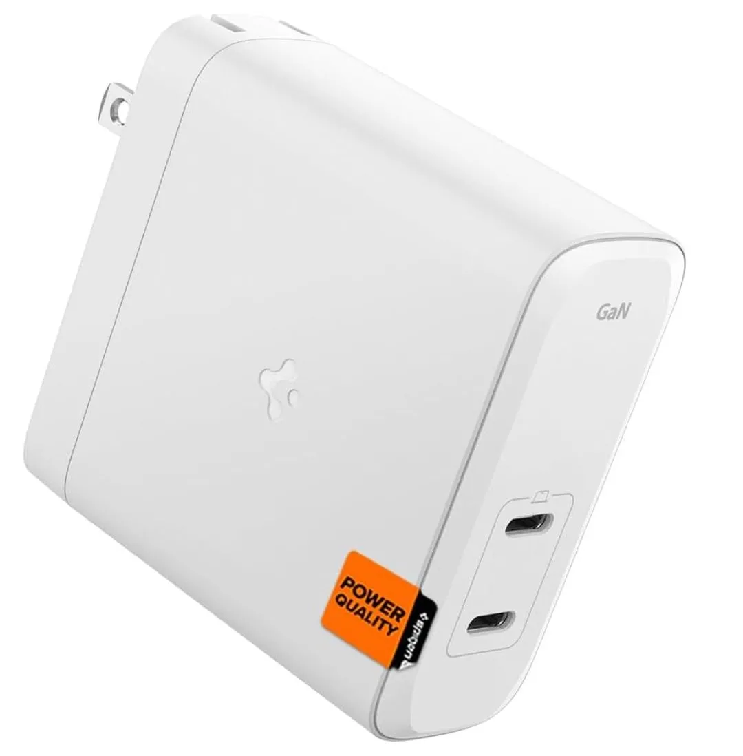 Bộ sạc tường Spigen GaN III 140W với thiết kế nhỏ gọn và hai cổng USB-C