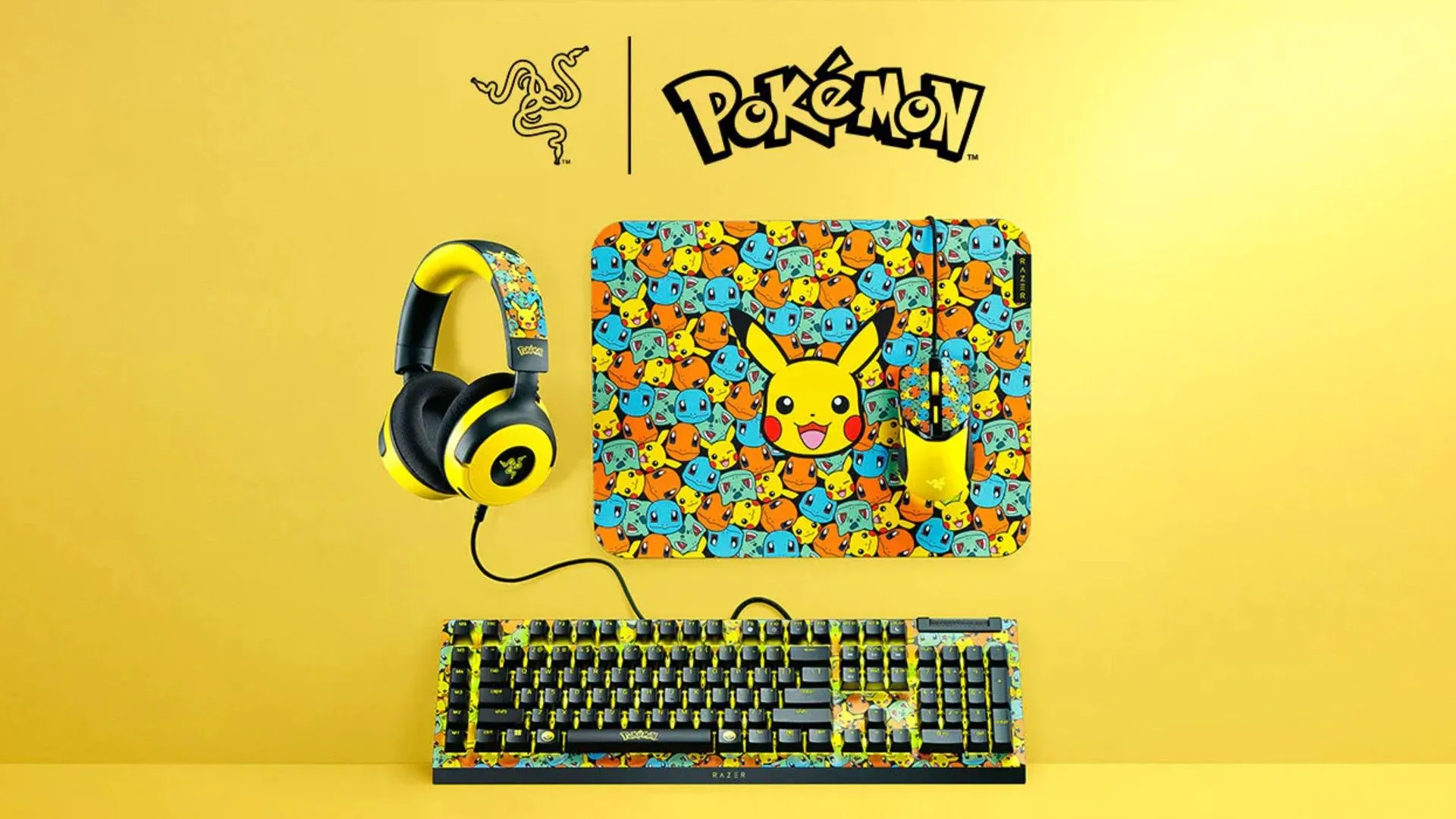 Bộ sưu tập gaming gear Razer chủ đề Pokémon gồm bàn phím, chuột và bàn di chuột