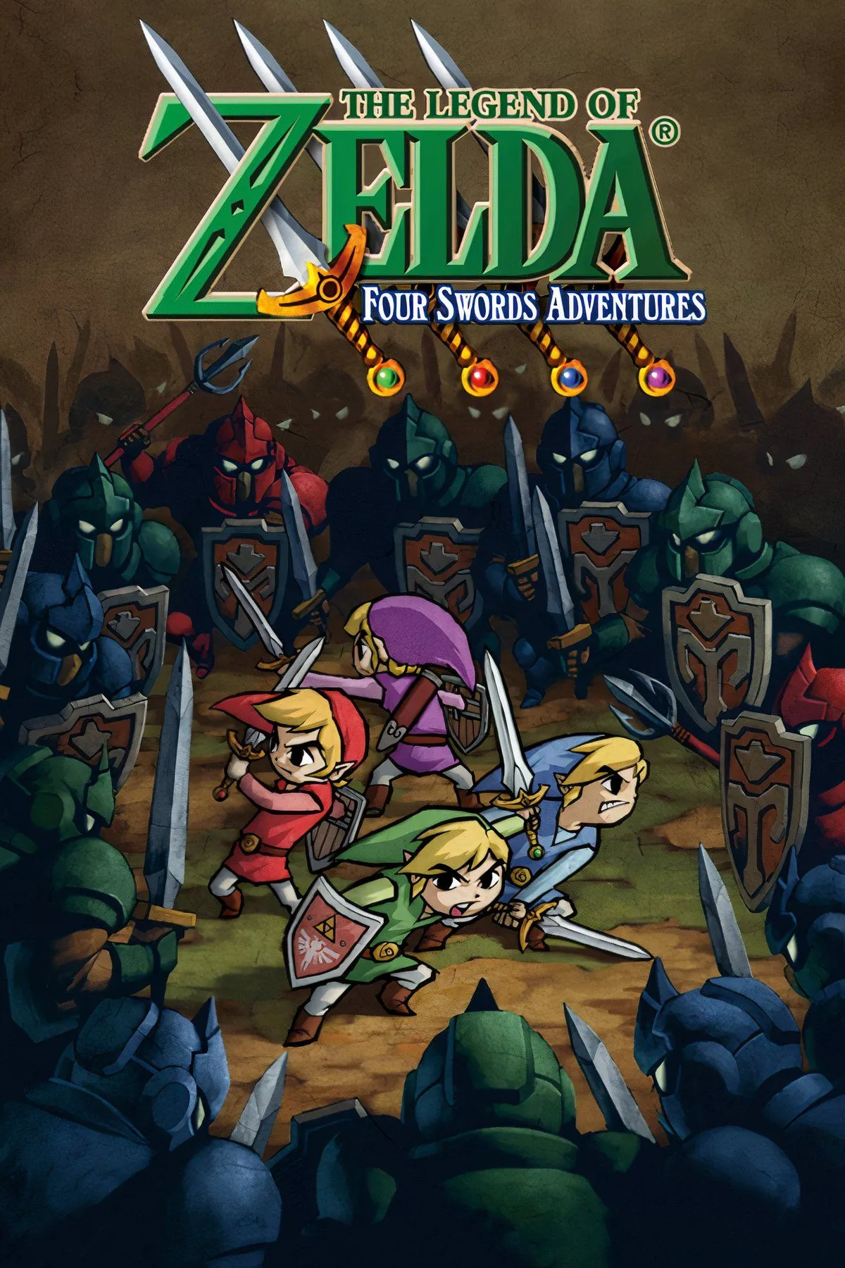 Các cảnh chơi trong The Legend of Zelda: Four Swords Adventures, thể hiện sự hỗn loạn và độc đáo của game.