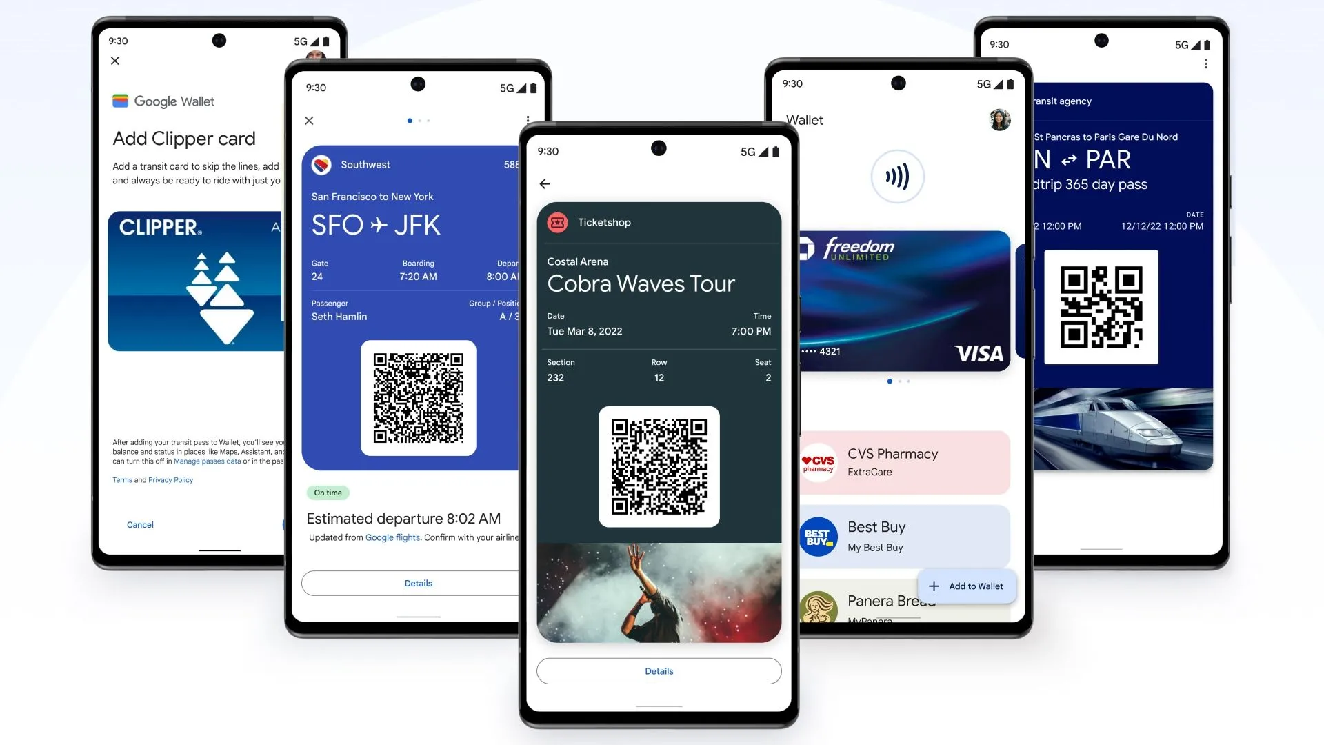 Các loại thẻ và vé được hỗ trợ bởi Google Wallet