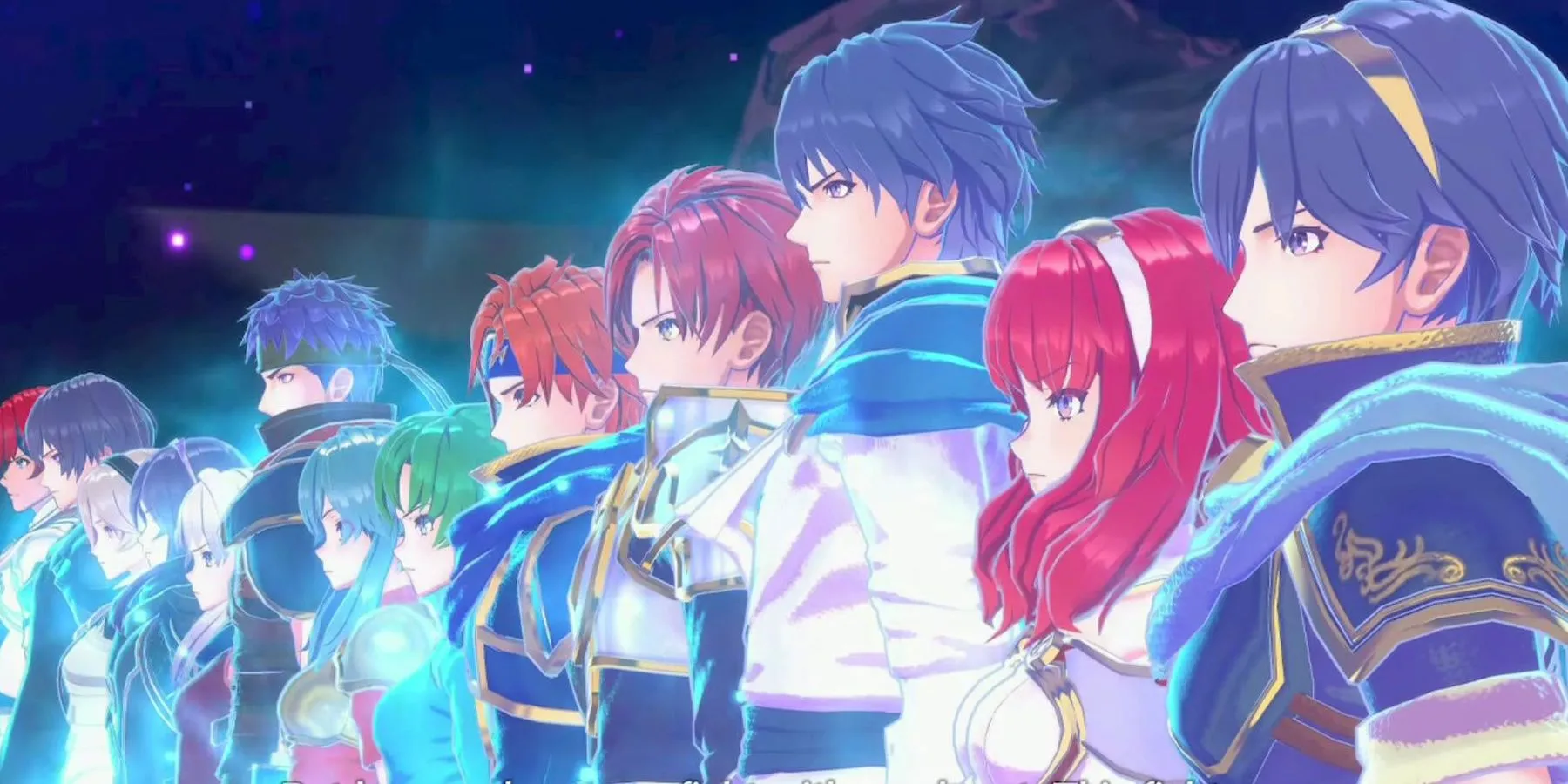 Các nhân vật biểu tượng từ Fire Emblem Engage xếp hàng, thể hiện sự đa dạng nhân vật cho game spin-off Fire Emblem.