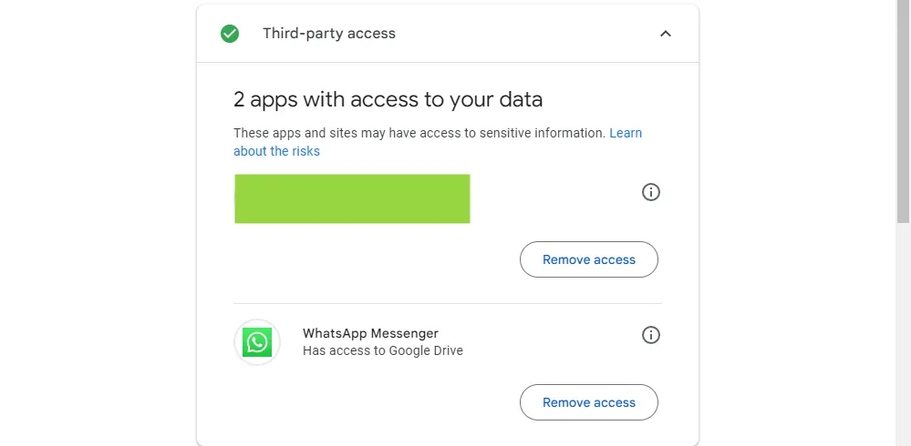 Các ứng dụng bên thứ ba có quyền truy cập vào tài khoản Google.