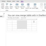 Cách gộp ô trong bảng Microsoft OneNote qua menu ngữ cảnh