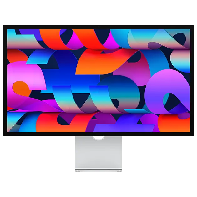 Cận cảnh màn hình Apple Studio Display với thiết kế kim loại nguyên khối và viền mỏng