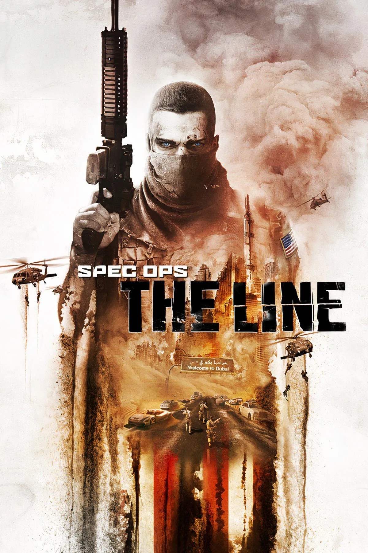 Cảnh chiến đấu khốc liệt trong Spec Ops: The Line, thể hiện góc nhìn thứ ba và bầu không khí u ám của game.