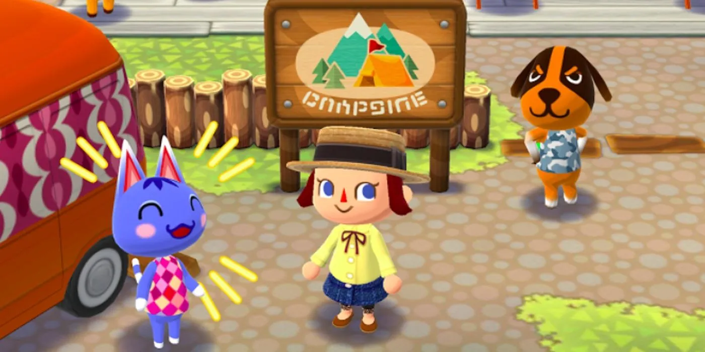 Cảnh chơi Animal Crossing: Pocket Camp với các nhân vật và trang trí, thể hiện khả năng port game di động này lên Switch 2.