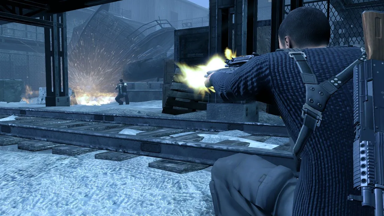 Cảnh đấu súng trong game nhập vai điệp viên Alpha Protocol, minh họa cho gameplay cần cải thiện.