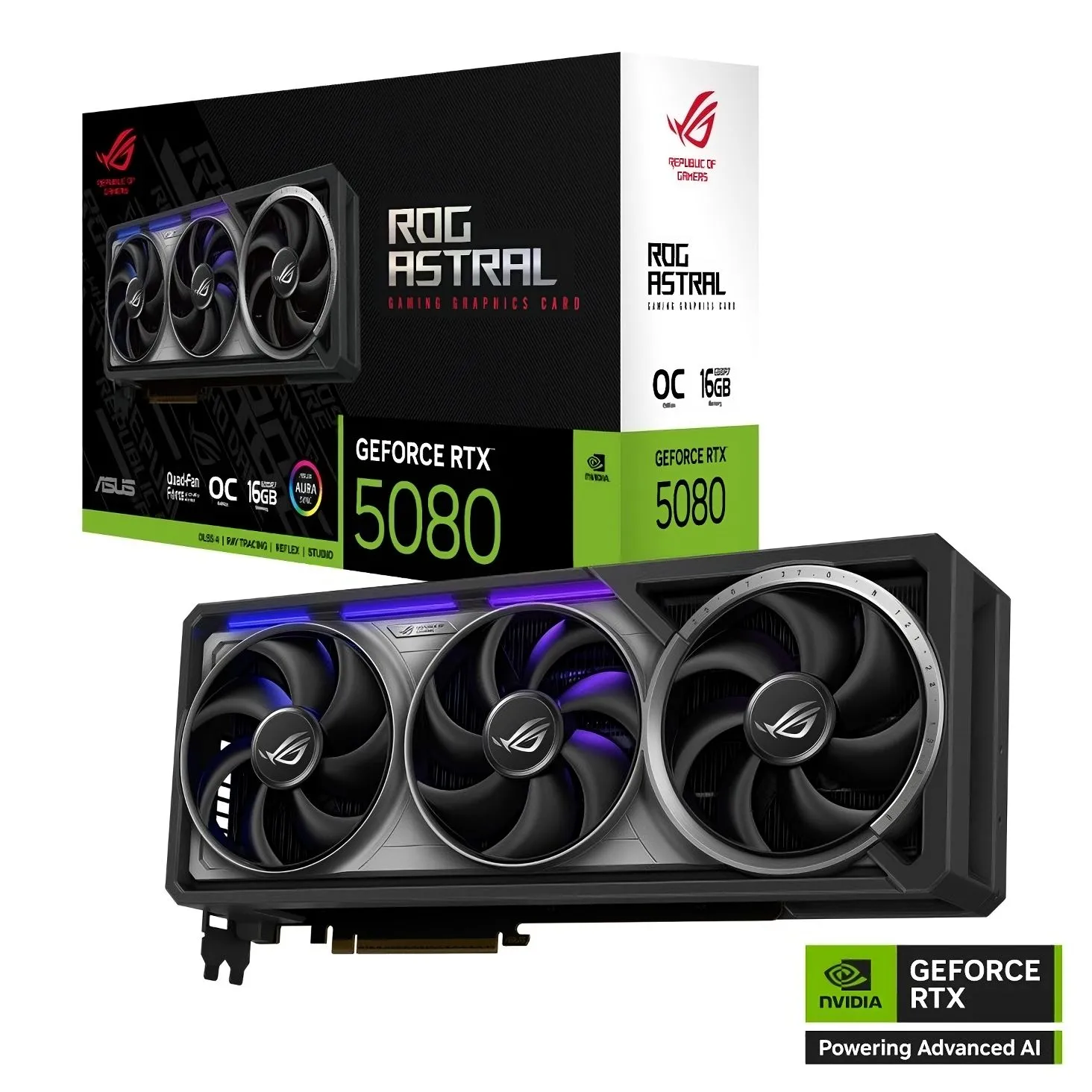 Card ASUS ROG Astral GeForce RTX 5080 phiên bản OC GDDR7 16GB với thiết kế tản nhiệt độc đáo và mạnh mẽ