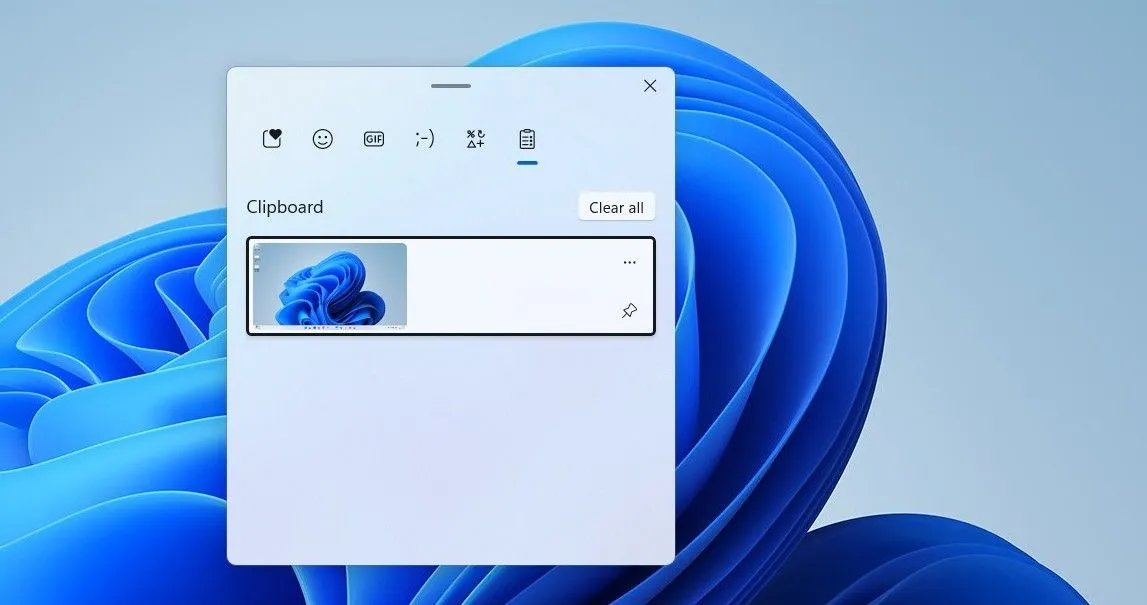 Clipboard của Windows hiển thị ảnh chụp màn hình đã được sao chép.