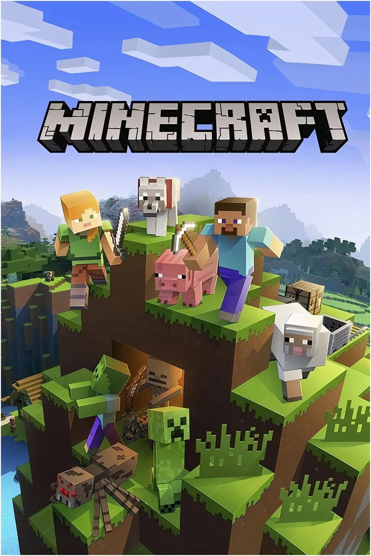 Công trình kiến trúc sáng tạo trong Minecraft, với các khối vuông đặc trưng và tự do xây dựng không giới hạn.