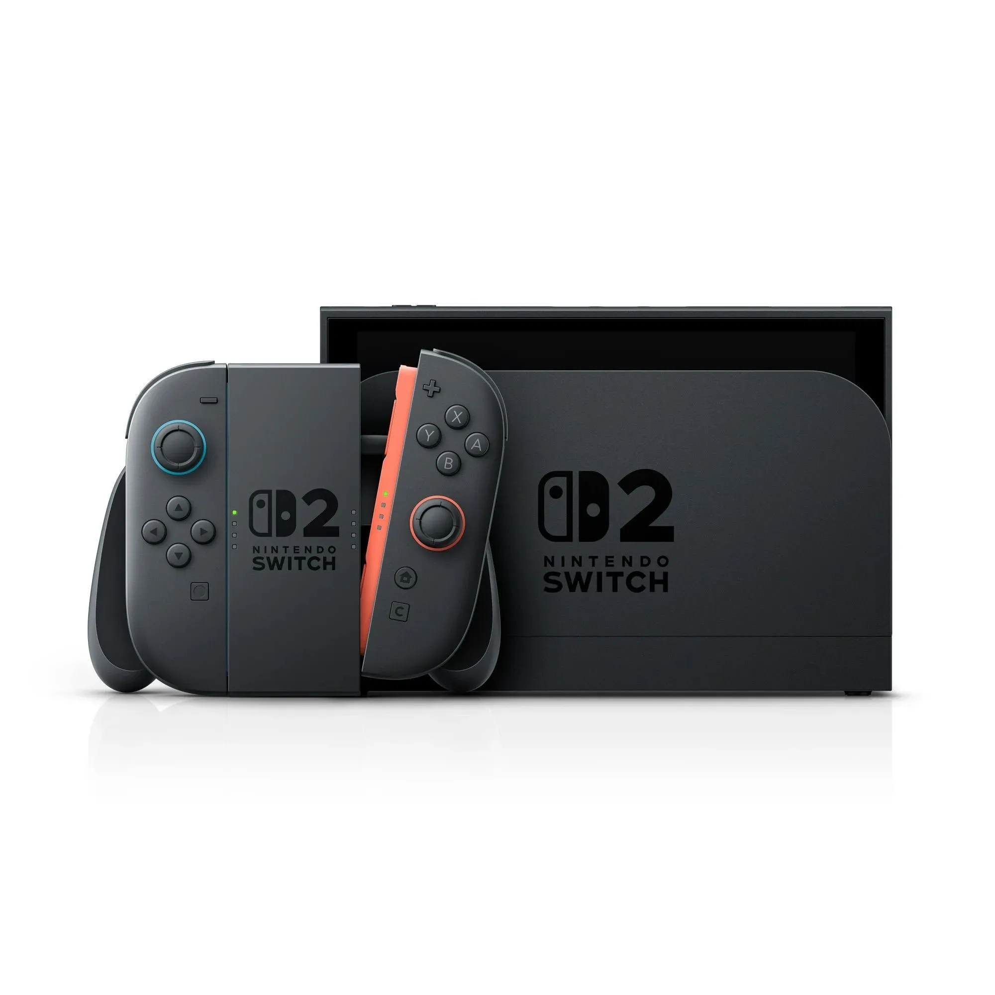 console Nintendo Switch 2 với Joy-Con gắn liền và màn hình đang hiển thị game