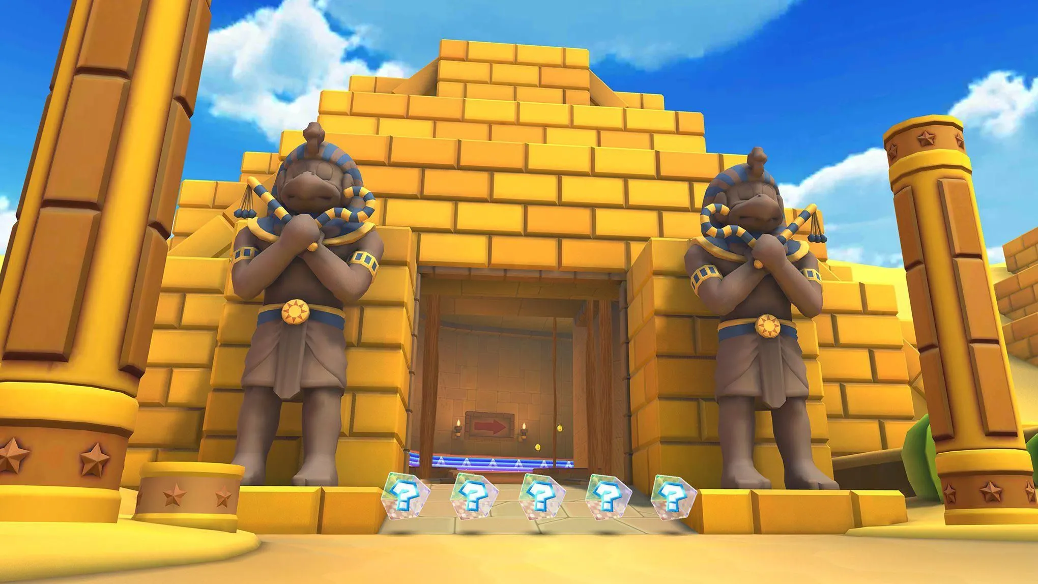 Di tích Khô Cằn (Dry Dry Ruins) trong Mario Kart Tour, một đường đua sa mạc với nhiều khúc cua và Pokeys.