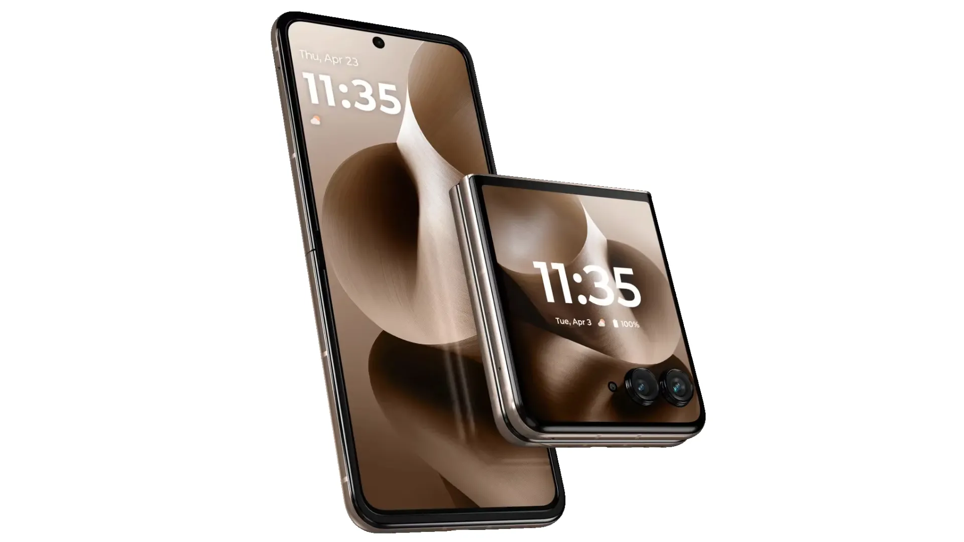 Điện thoại Motorola Razr Ultra 2025 gập lại, hiển thị màn hình phụ lớn