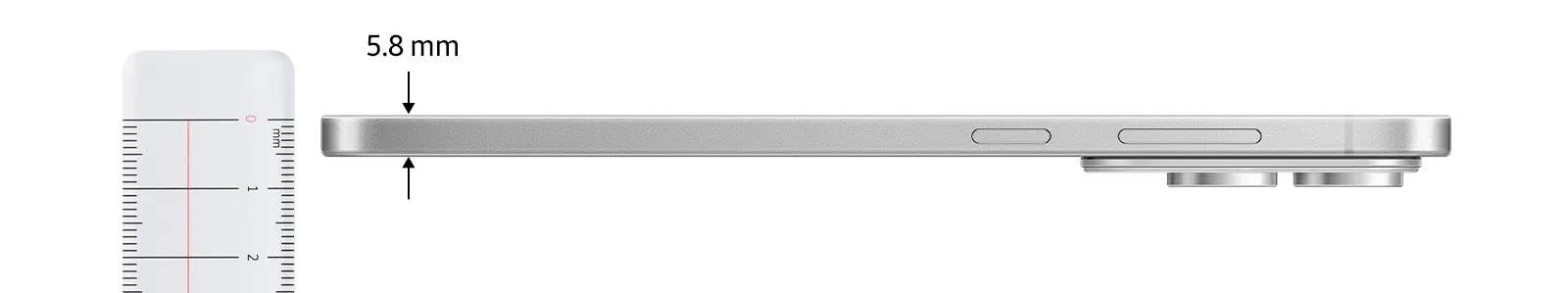 Điện thoại Samsung Galaxy S25 Edge siêu mỏng đặt cạnh thước đo, thể hiện thiết kế tinh tế và mỏng ấn tượng.