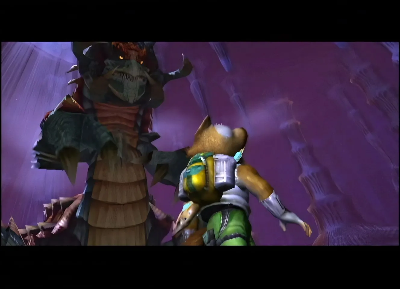 Fox McCloud trong một phân cảnh đồ họa đẹp mắt của Star Fox Adventures.