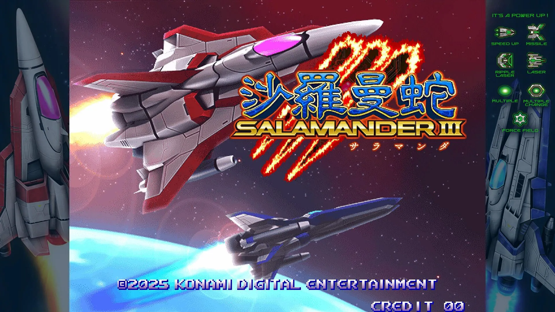 Gameplay của Gradius Origins với phi thuyền chiến đấu và kẻ thù đa dạng.