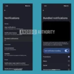 Giao diện cài đặt tính năng Bundled Notifications đang được thử nghiệm trên Android.