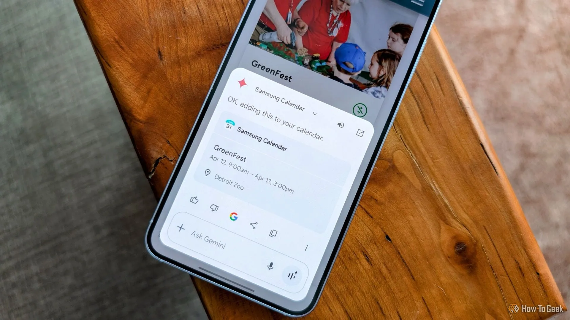 Giao diện Google Gemini đang hoạt động trên điện thoại Galaxy S25
