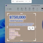 Giao diện Snipping Tool đang chọn và trích xuất văn bản từ một slide thuyết trình trên Windows 11.