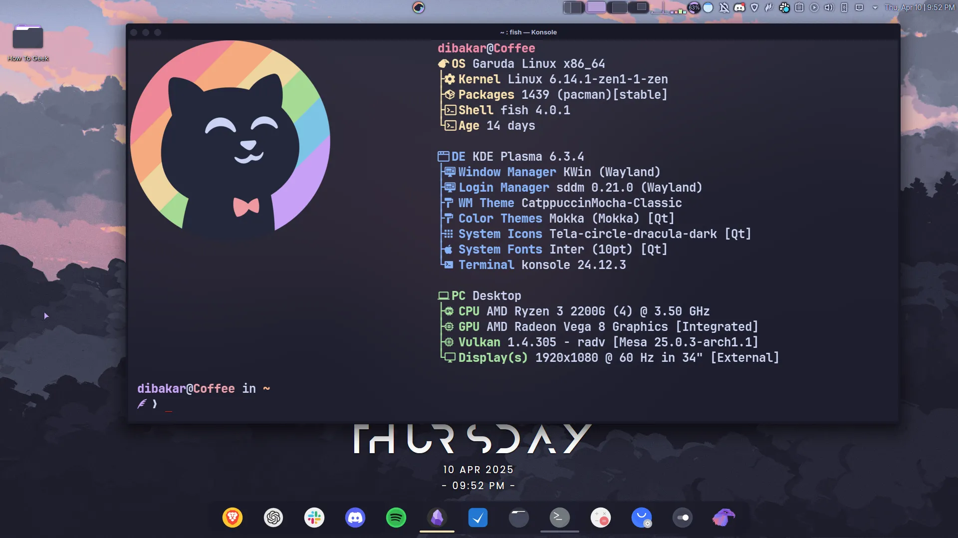 Giao diện terminal Garuda Mokka, liên quan đến hiệu năng Wayland trong chơi game trên Linux.