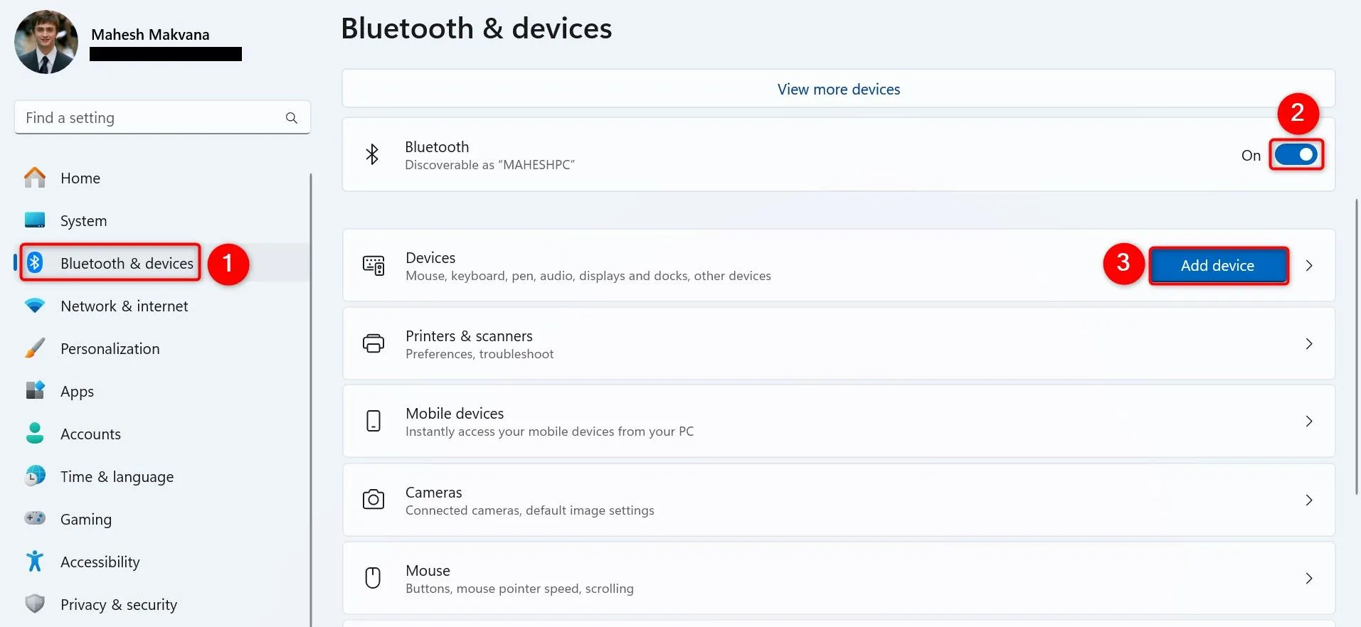 Giao diện Thêm thiết bị Bluetooth trên Windows 11 để ghép nối điện thoại