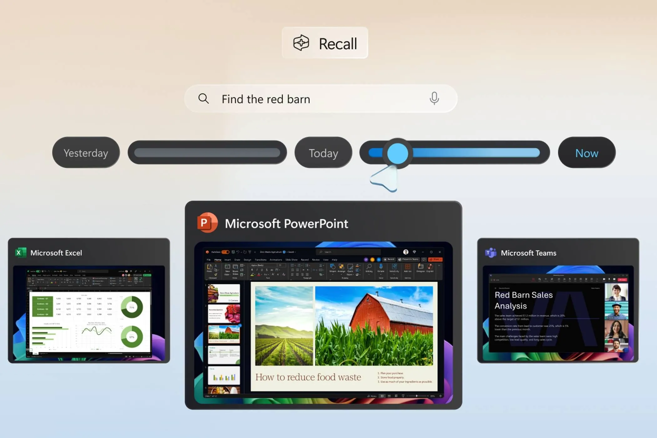 Giao diện tính năng Windows Recall đang hiển thị bản trình bày PowerPoint trên màn hình