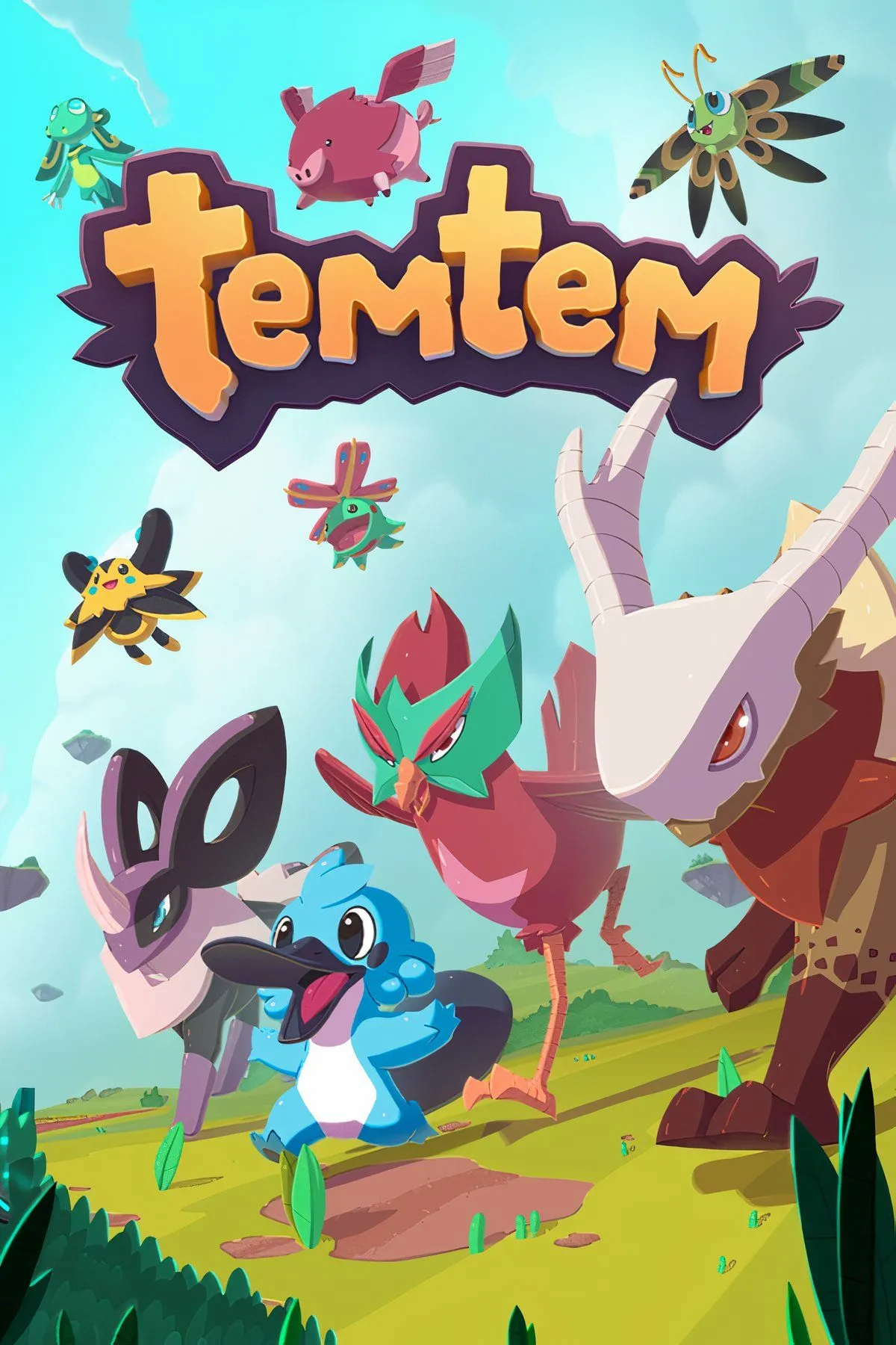 Giao diện trận chiến trong Temtem, hiển thị hai Temtem đang đối đầu trong thế giới MMORPG