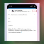 Giao diện ứng dụng Outlook mobile hiển thị tính năng thu nhỏ email nháp xuống góc dưới màn hình, giúp người dùng dễ dàng chuyển đổi tác vụ.