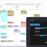 Giao diện ứng dụng Tuta Calendar trên điện thoại, máy tính bảng và laptop, minh họa sự tiện lợi và đa nền tảng của lịch mã hóa.