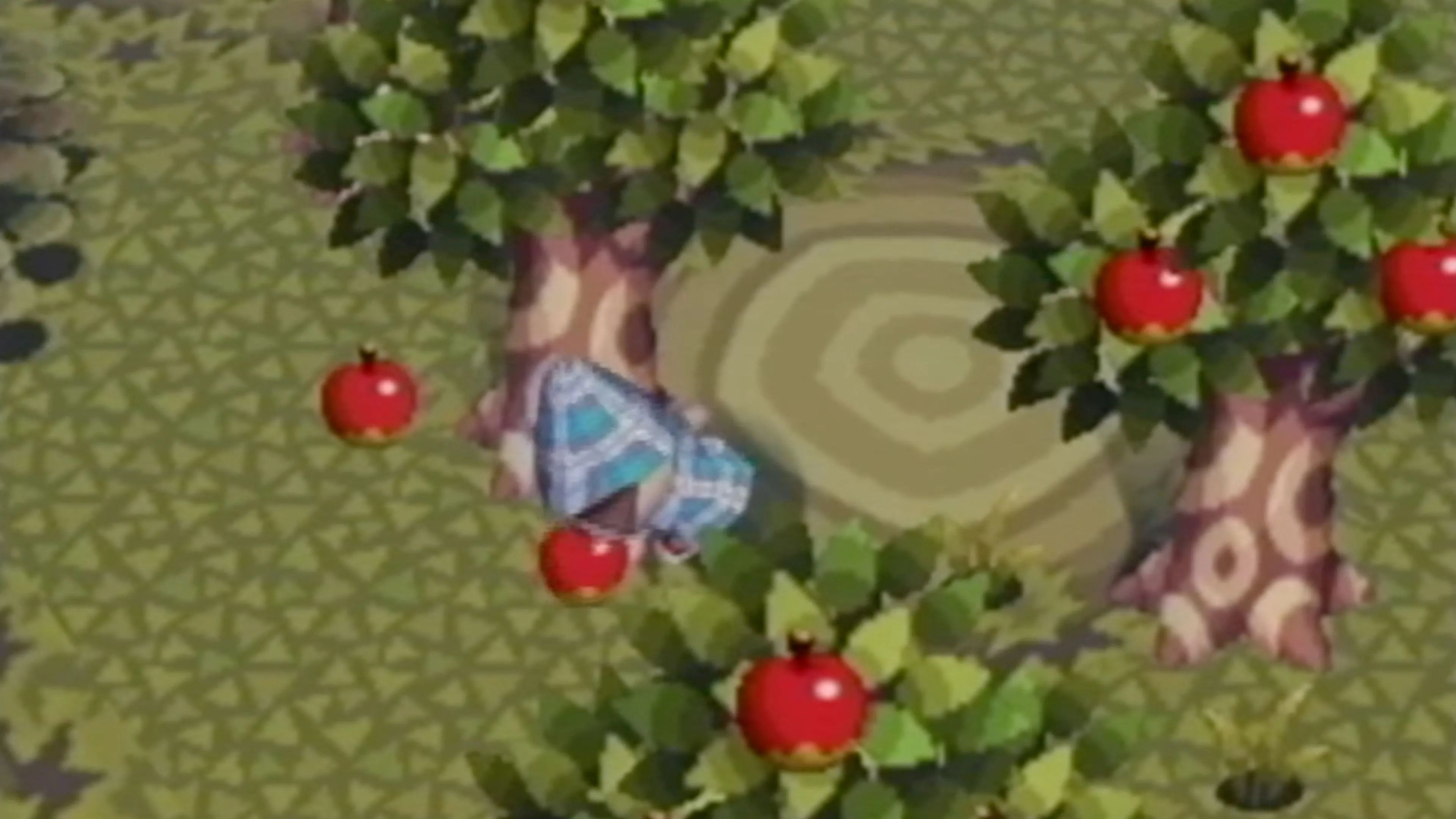 Góc nhìn toàn cảnh làng trong Animal Crossing, cho thấy sự rộng lớn của thế giới game.