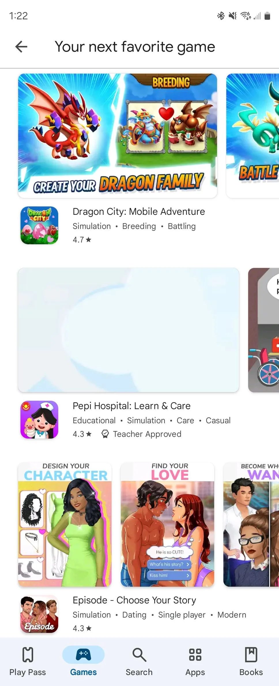 Gợi ý các tựa game được Google Play Store đề xuất trên điện thoại Android.
