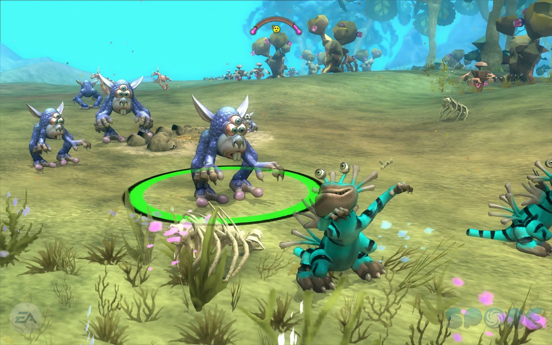 Hai loại sinh vật ngoài hành tinh và cảnh quan trong game Spore