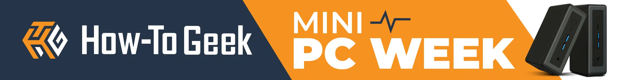 Hình ảnh banner sự kiện Tuần lễ Mini PC của How-To Geek, minh họa máy tính mini nhỏ gọn.